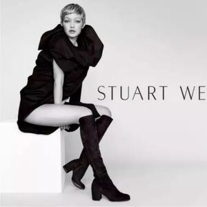 Stuart Weitzman Lowjack Velvet Block
Heel Boot Black Over the Knee Sz 8.5